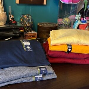 NWT SET OF 7 MENS T-SHIRTS two gray one navy blue, George Brand, crew T-s